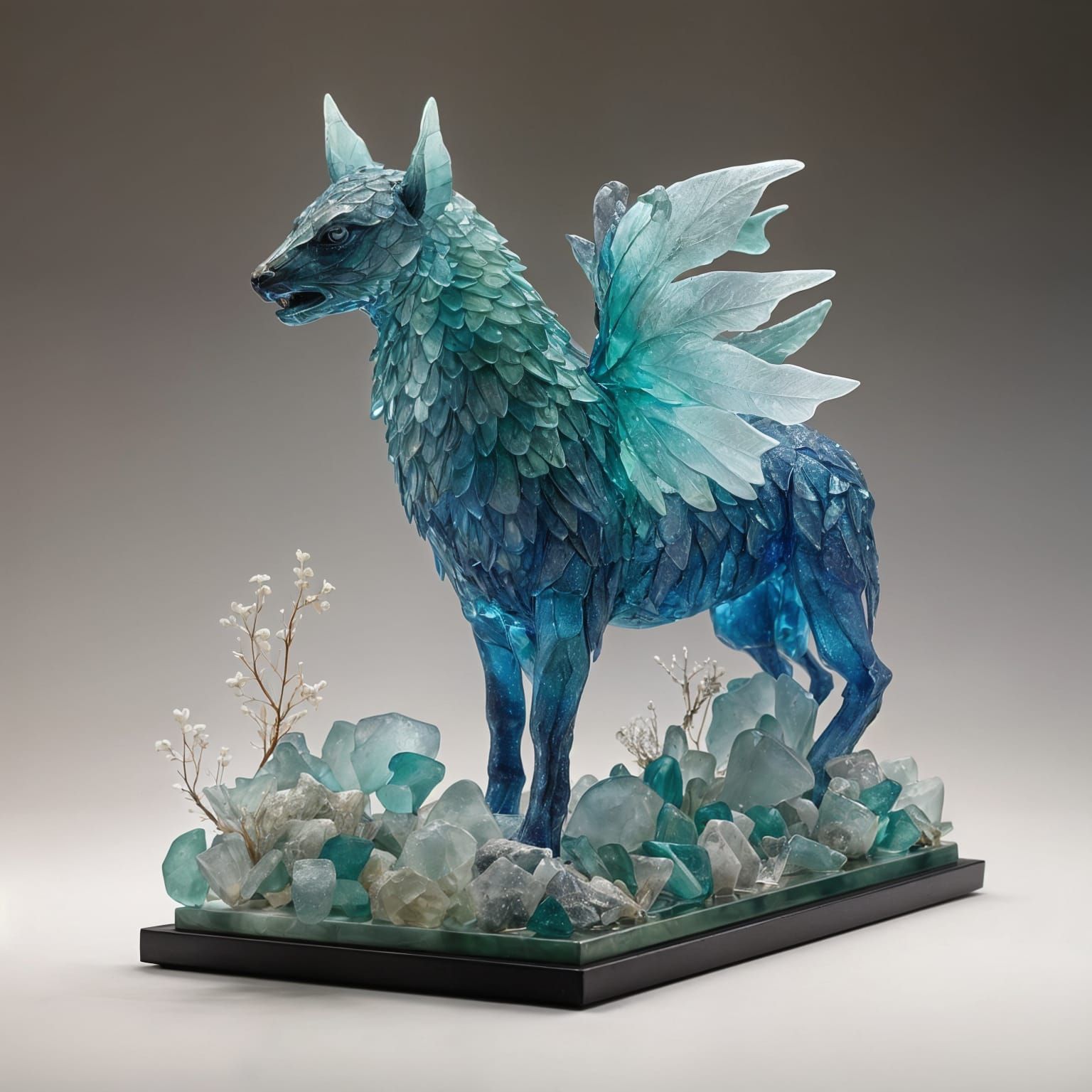 Ocean Glass Sculpture of Mythical Creature