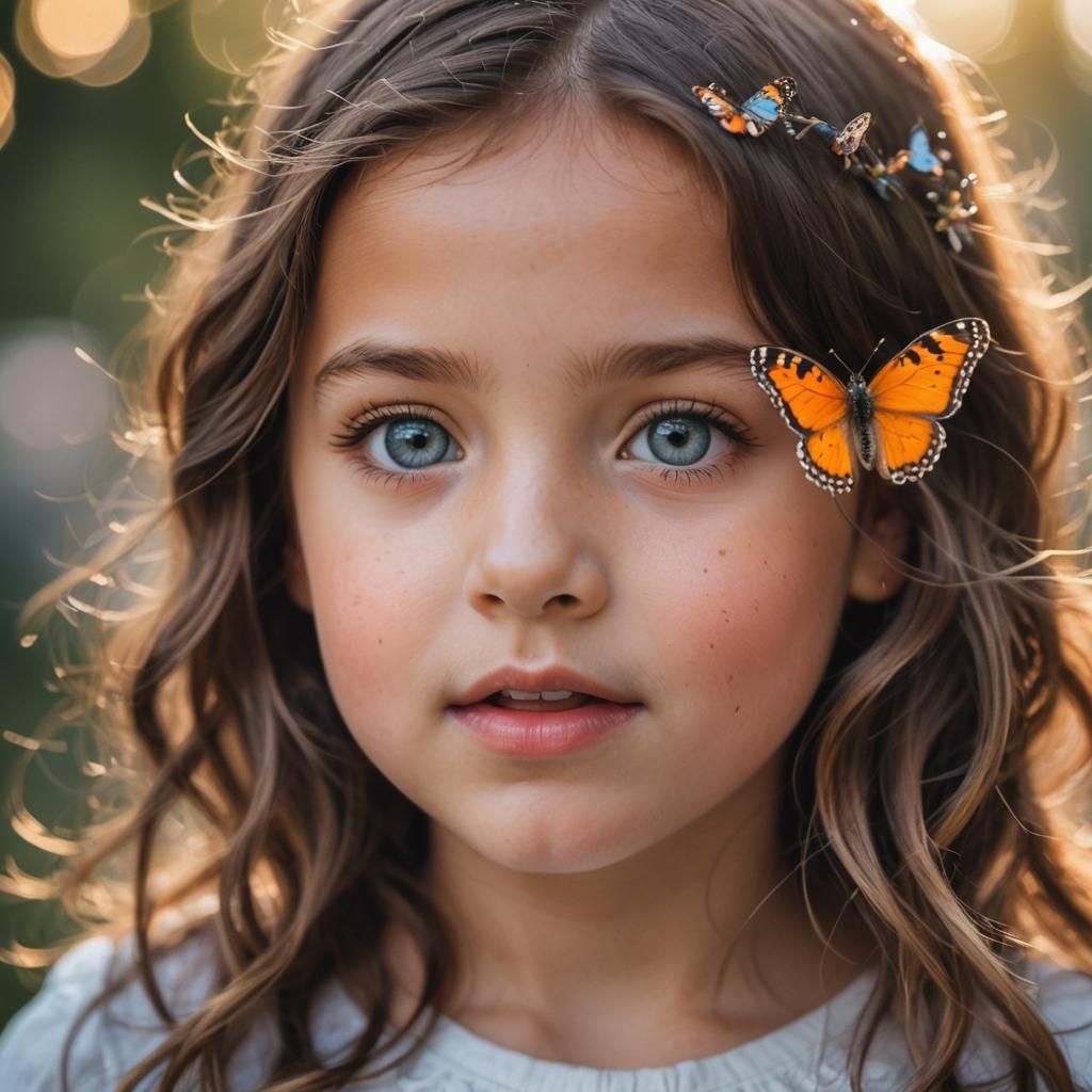 Butterfly Portrait of an Astonished Girl