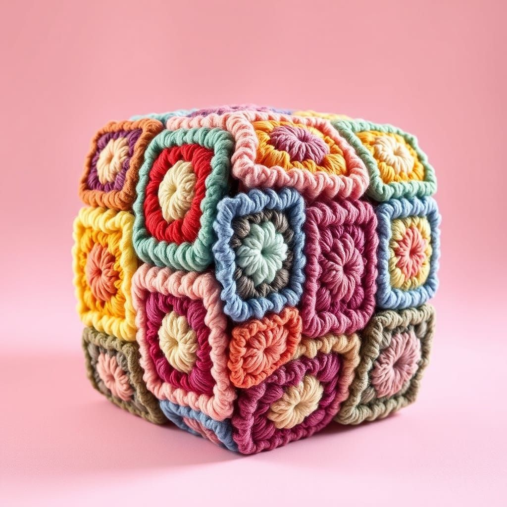 Whimsical Folk Art Cubes in Muted Earth Tones