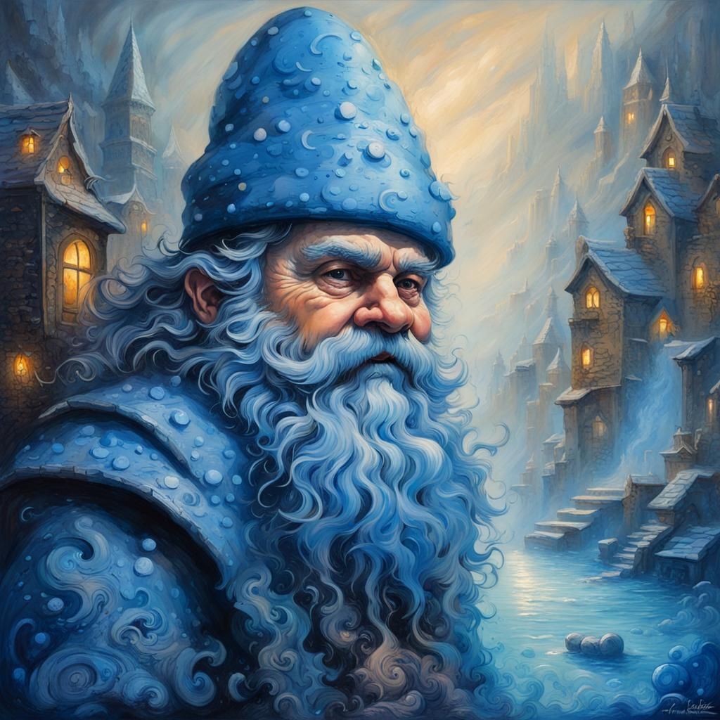 Graffiti Art Dwarf on Blue Background