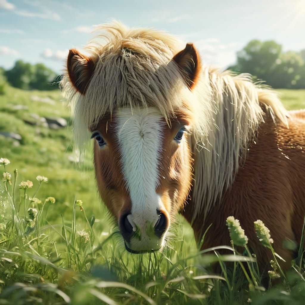 Whimsical Shetland Pony Portrait in Watercolor