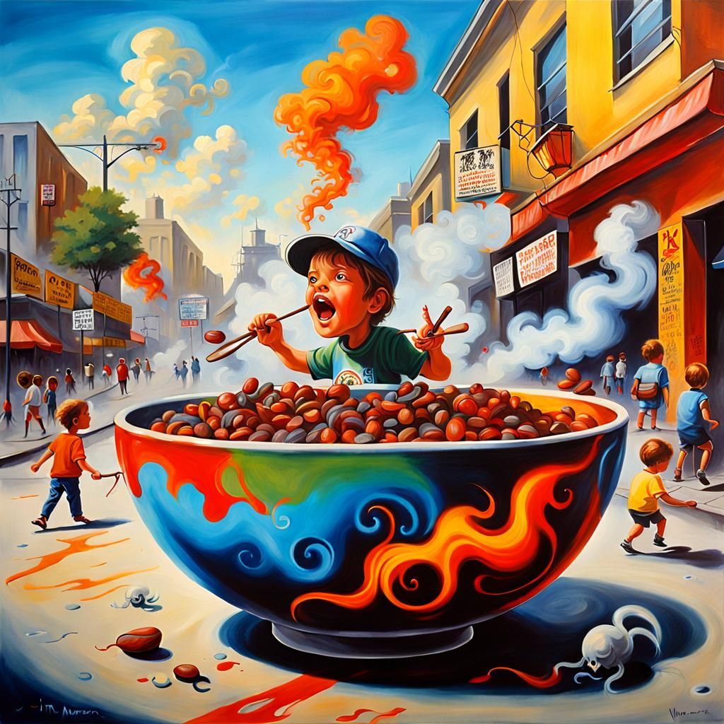 Surreal Street Art: Children Eat Bowls of Smoke