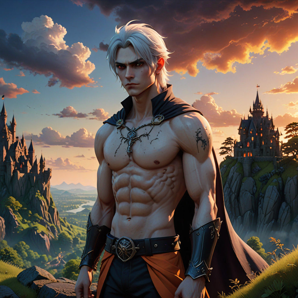 Vampire in Anime-Inspired Epic Sunset