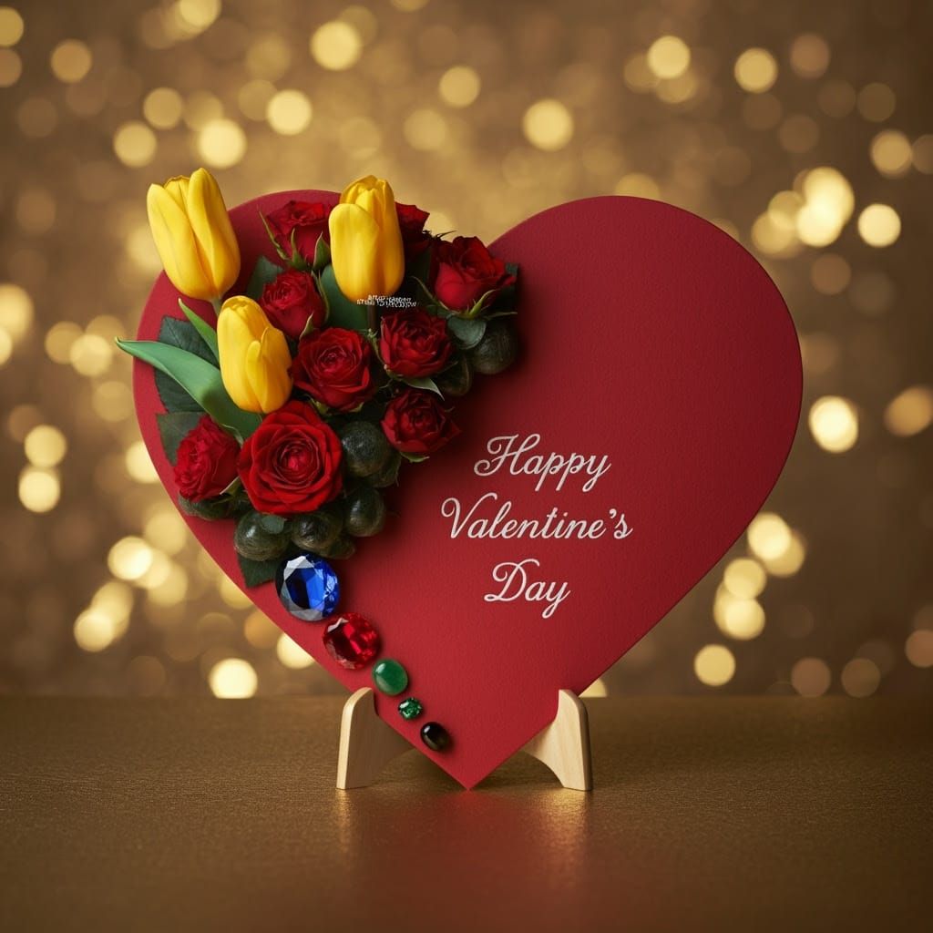 Romantic Valentine's Day Card in Luxurious Jewel-Toned Beaut...