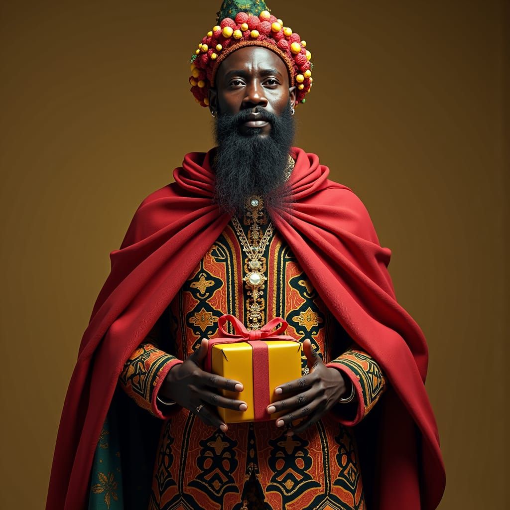 African Santa Claus in Traditional Dress, Fantasy Art