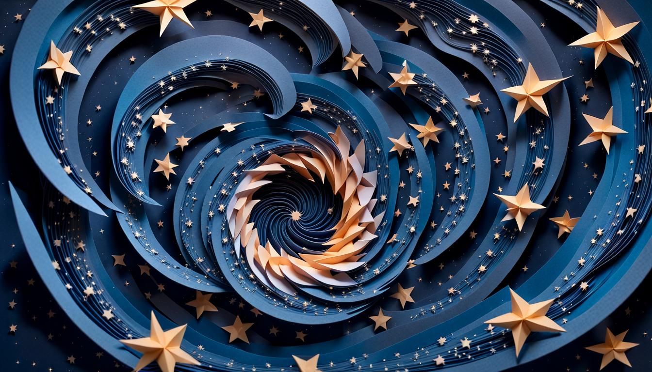 Cosmic Papercraft Stars in a Deep Blue Sky