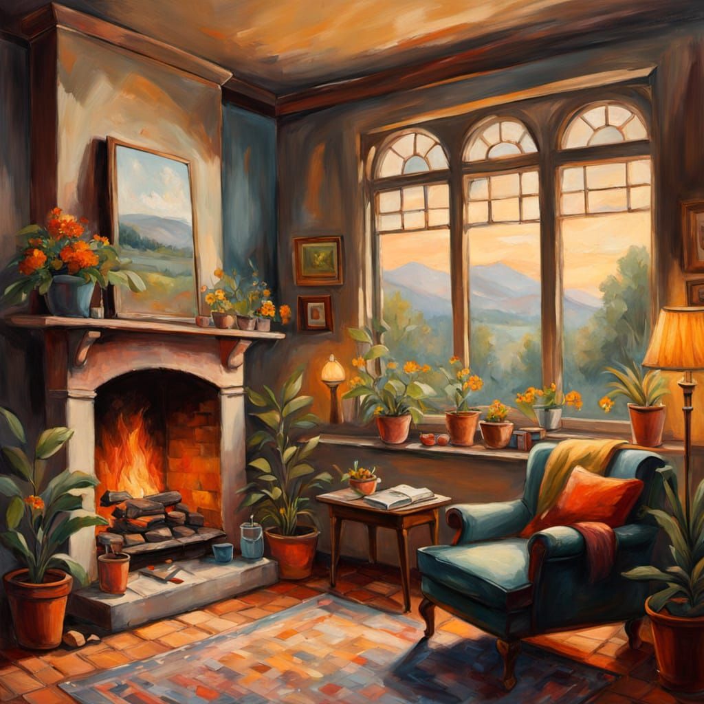 Child Paints Airplane in Cozy Artist Workshop