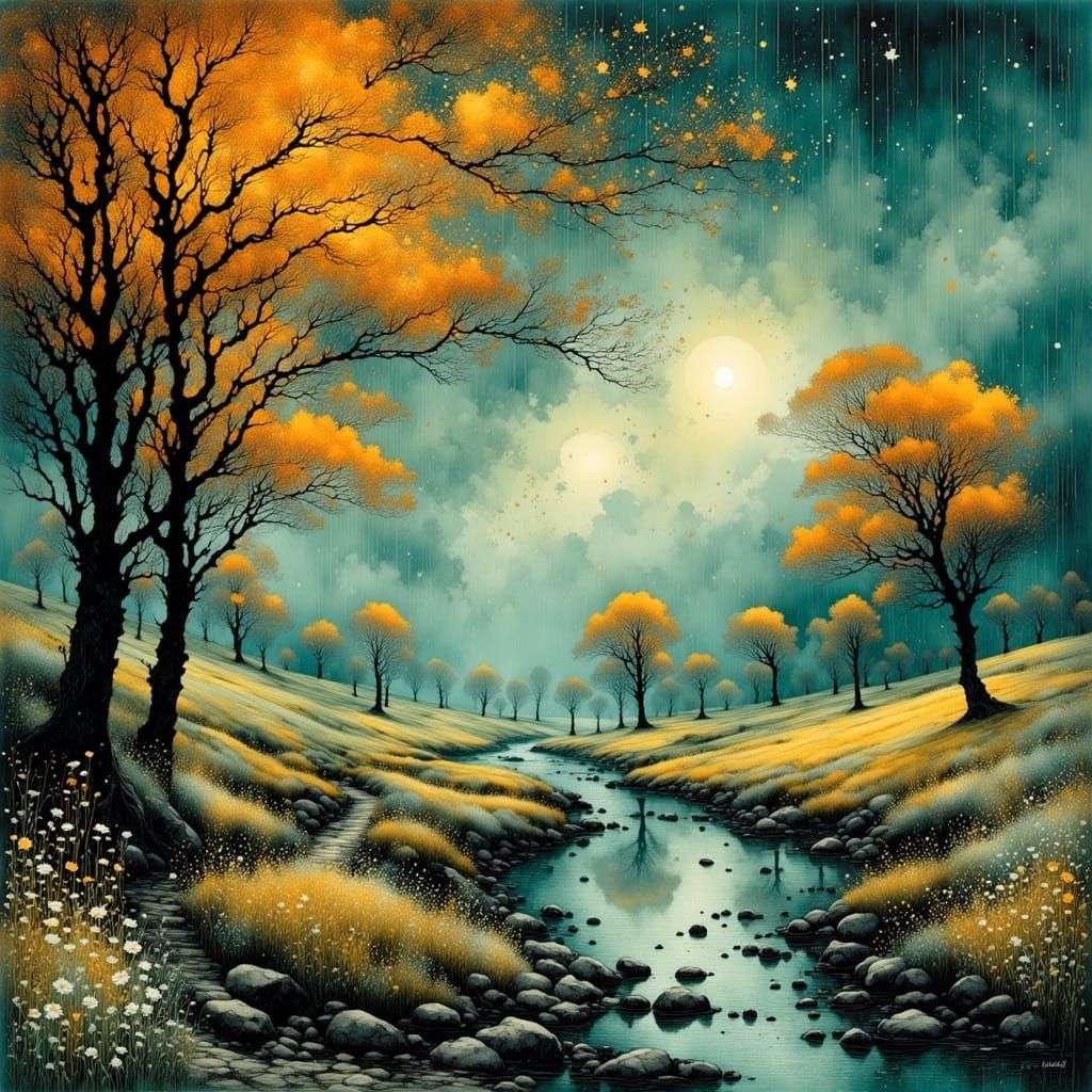 Rainy Day Magic: Impressionistic Landscape