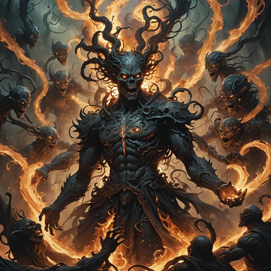 Demons Battle for a Soul in Dark Fantasy Art