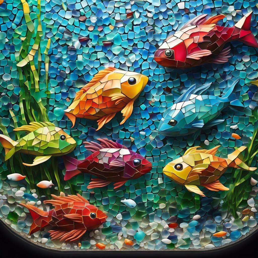 Mosaic Sea Glass Aquarium: Graffiti Splash Art