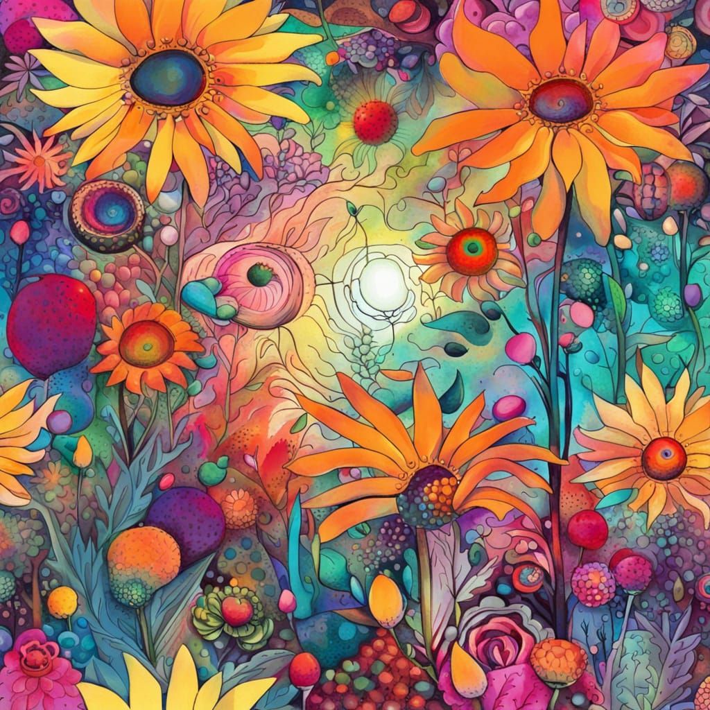 Fantasy Garden Painting in Vivid Colors