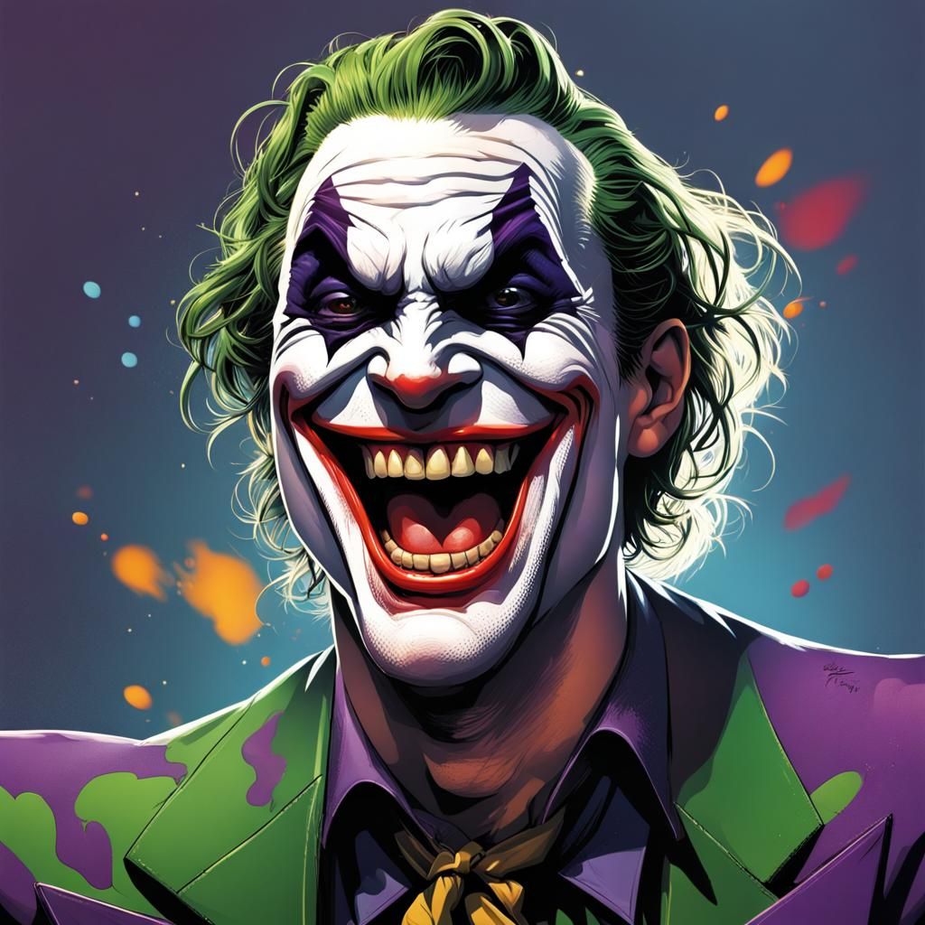 The Batman's Joker Laughing: Hyperrealistic Splash Art
