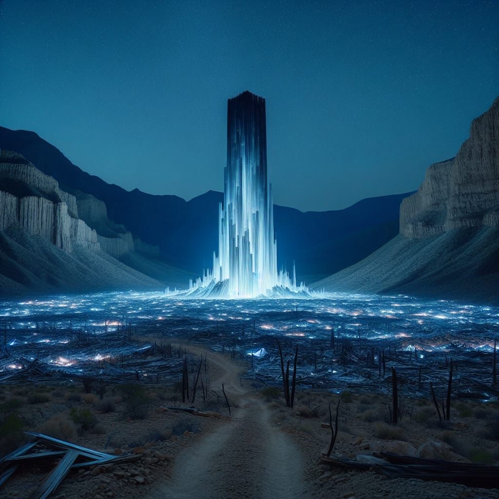 Crystal Monolith Radiates Light on Battlefield