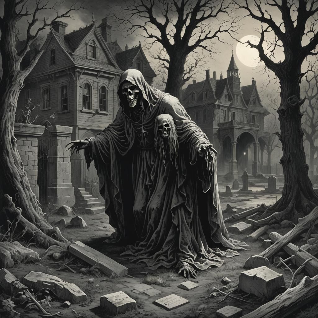 Creepy Ghost Emerges from Grave at Night