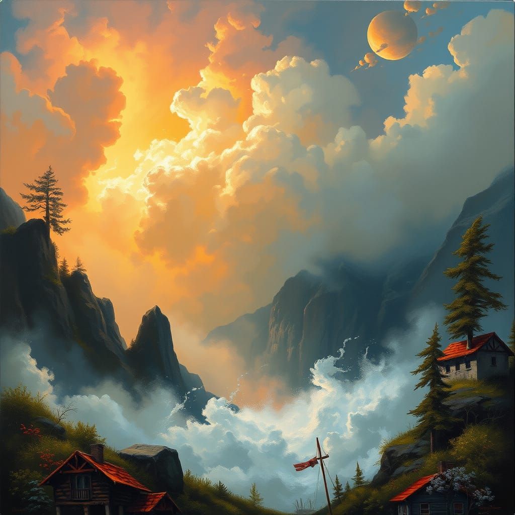 Dramatic Portrait in Dreamy Oil Canvas Style