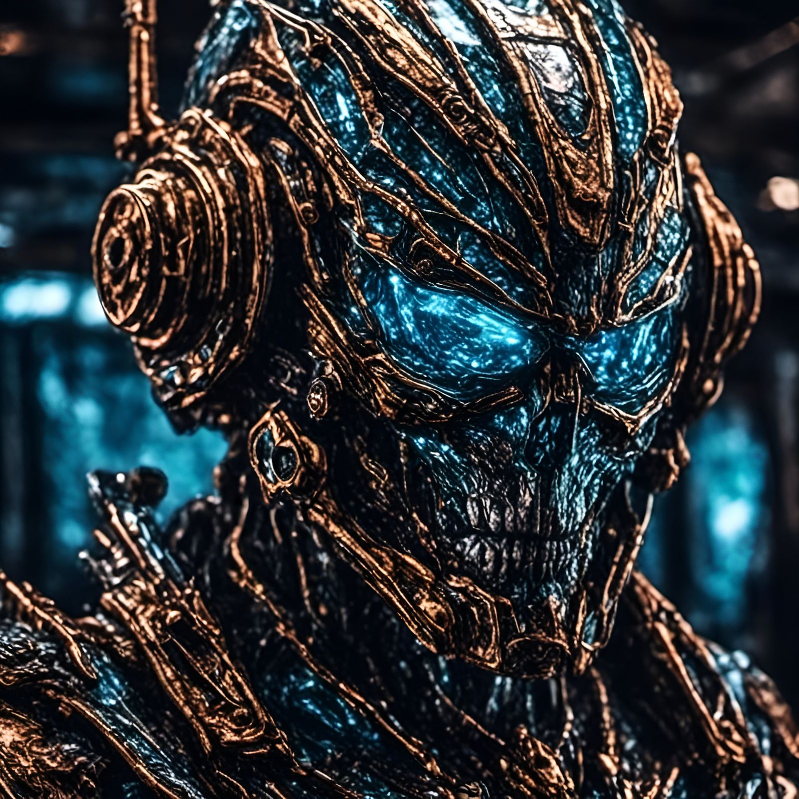 Glass-Etched Humanoid Portrait in Photorealistic Style