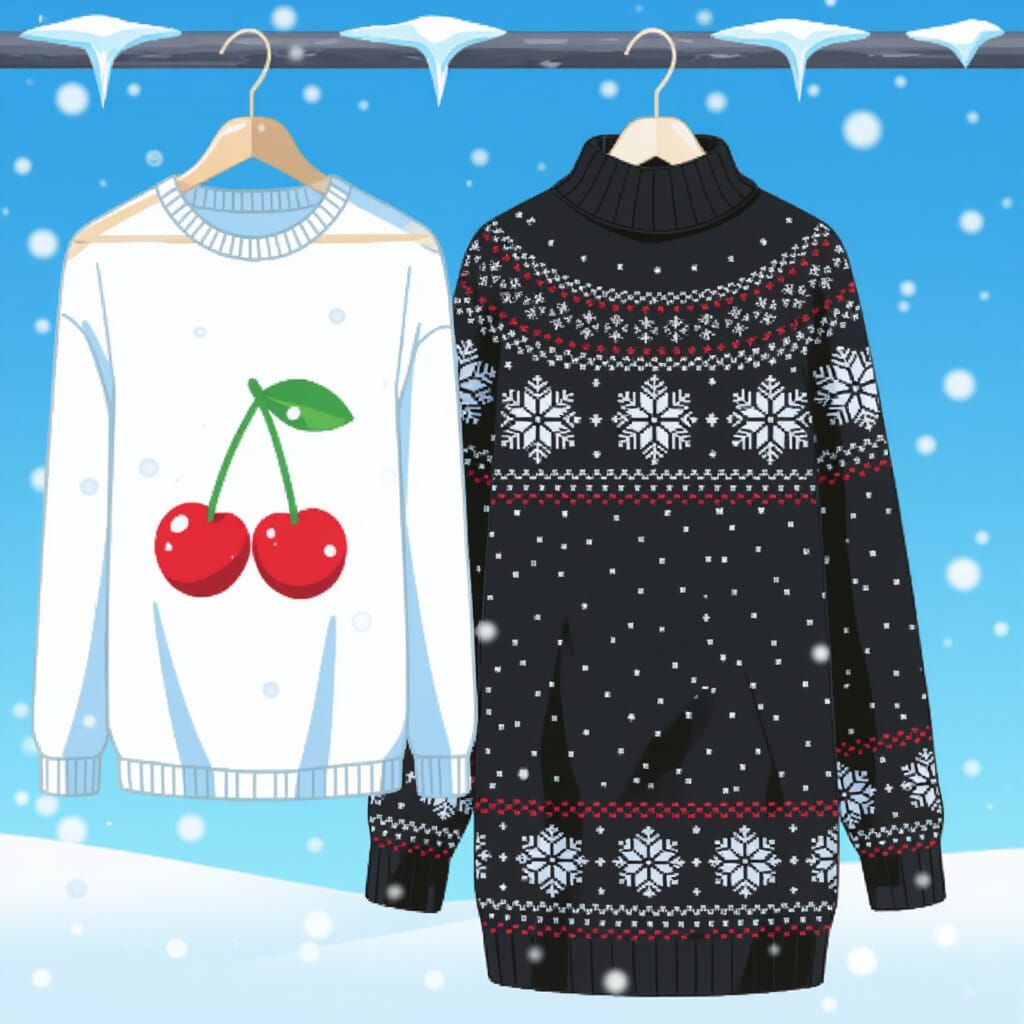 Anime Style Sweater Dress with Cherry Accent