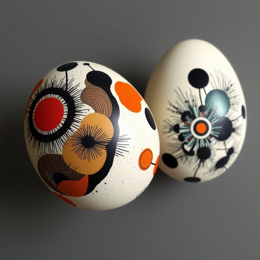 Abstract ostrich eggs 
Abstract Egg designs by Kazimir Malevich and William Blake