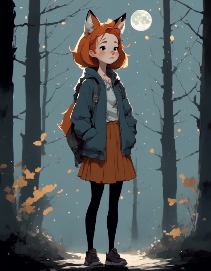 Adorable Fox-girl VIXEN in the moonlight. Credit: Hinty @Hin...