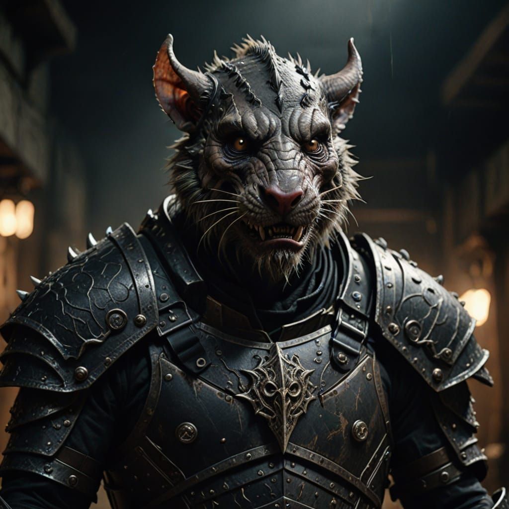 Monstrous Rat Warrior King in Dark Fantasy Style