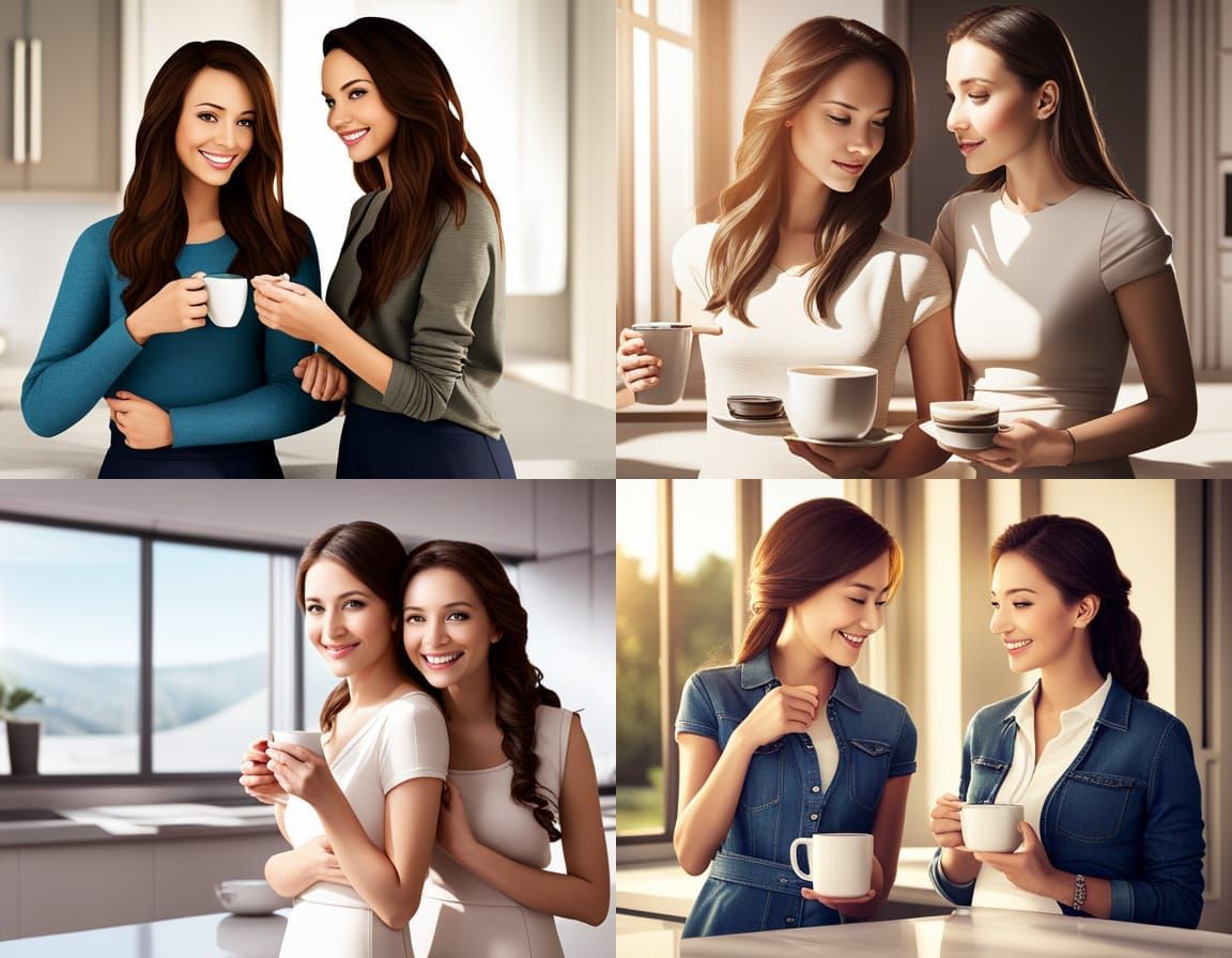 Women Enjoying Coffee in a Modern Home
