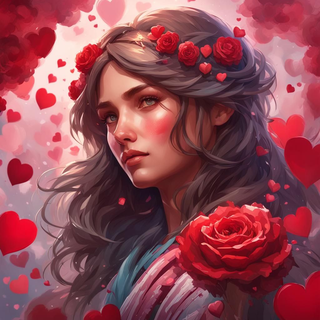 Valentine's Day Portrait in Hyperdetailed Style