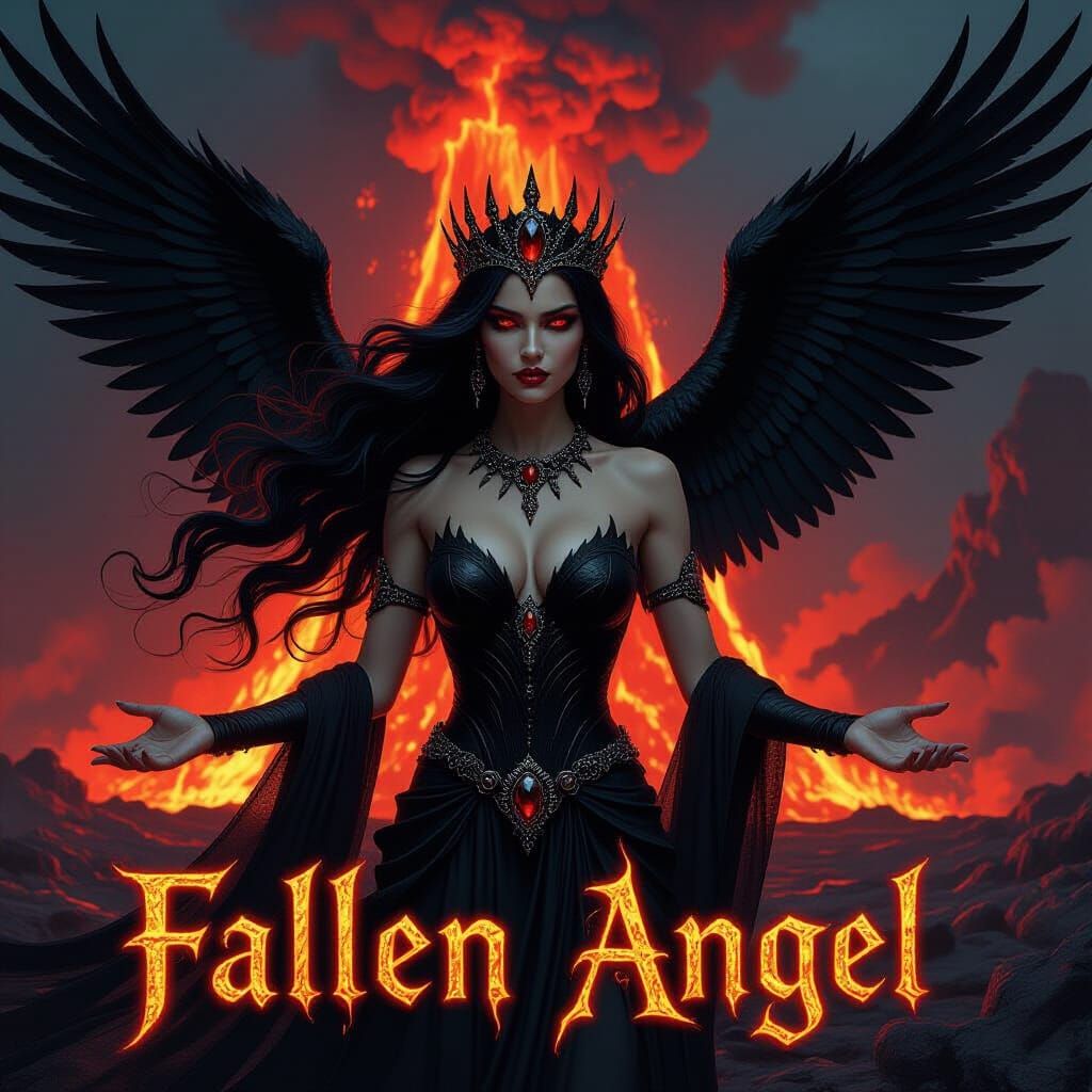 Goddess of Earth's Power Before Volcanic Eruption