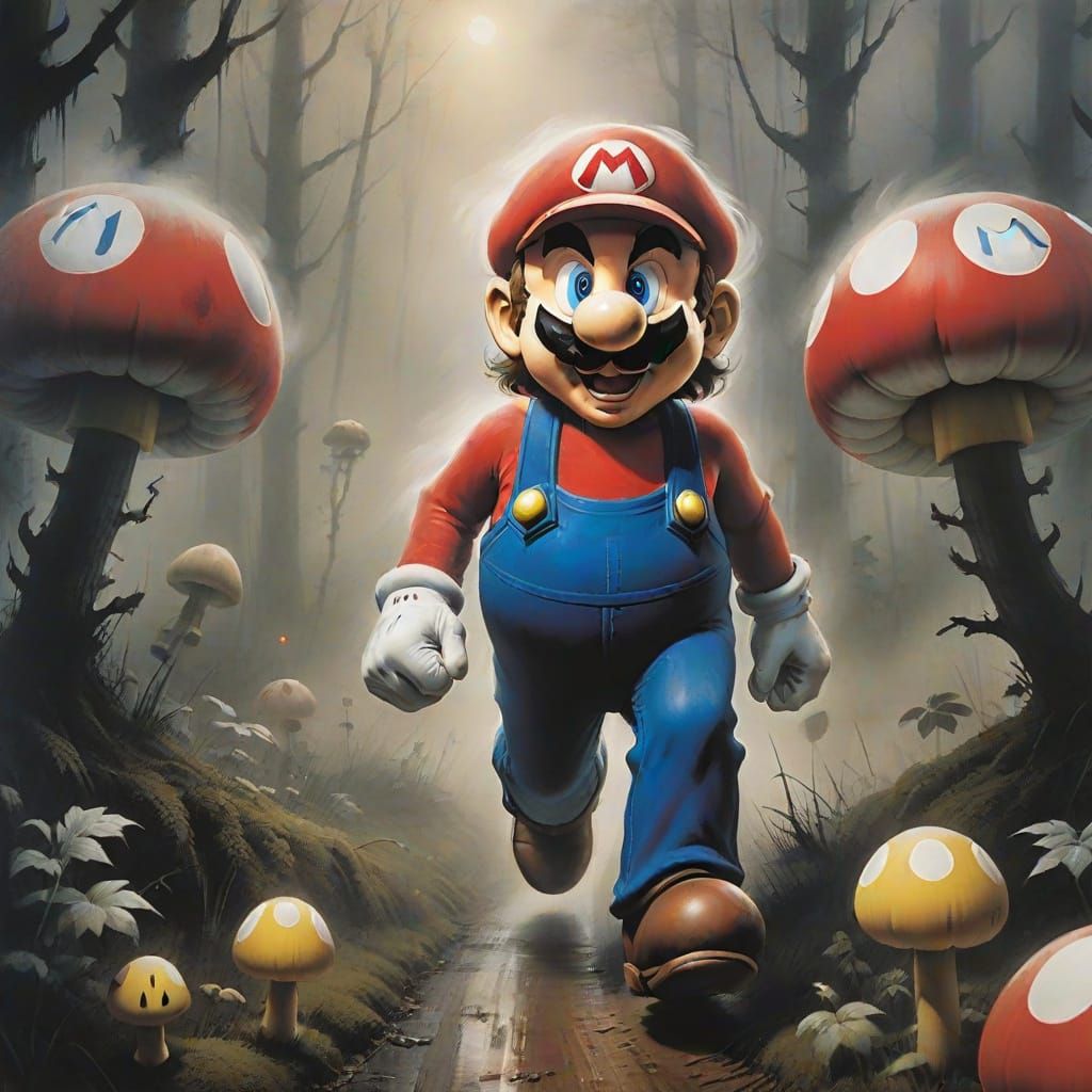 Super Mario in Stephen Gammell Style