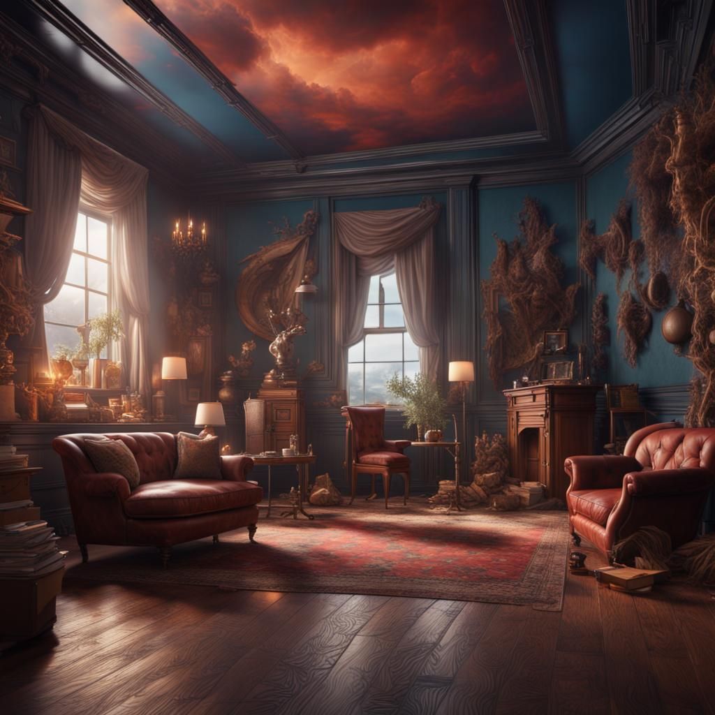 Distorted Room Illusion in Detailed Matte Painting