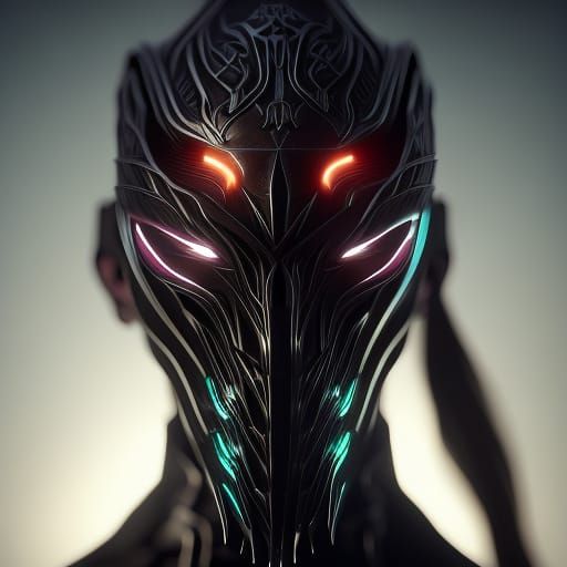 Sci-Fi Fantasy Mask with Metal and Electronics in 3D