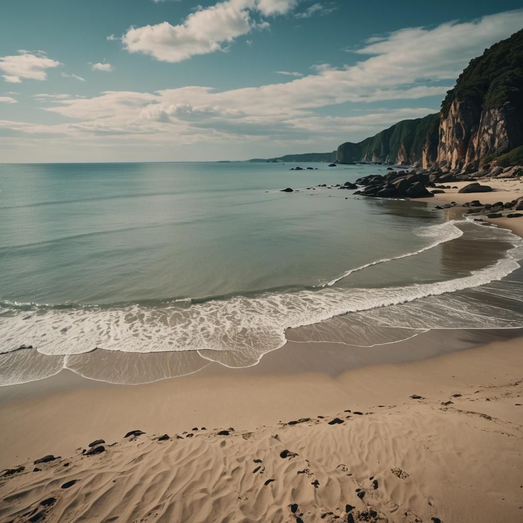 Nostalgic Seascape Beach View in Cinematic Style