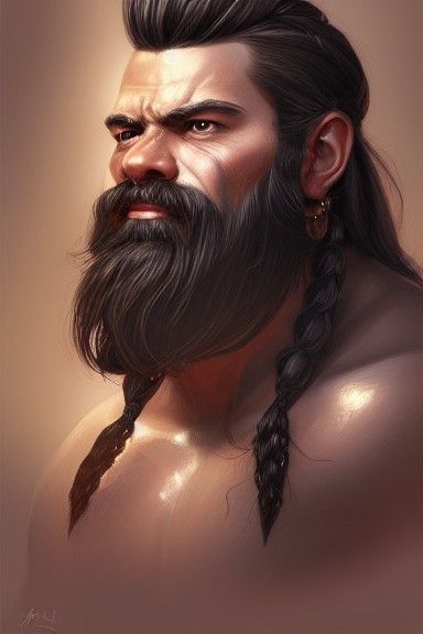 Detailed Portrait of a Handsome Dwarf in Fantasy Style