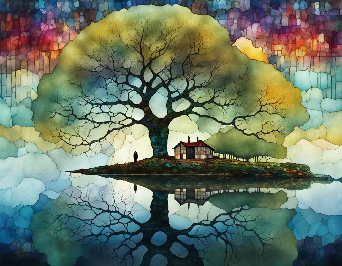 Stained Glass Art Brut Digital Illustration