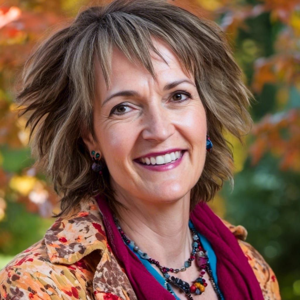 Hippy Woman with Dreadlocks in Autumn Garden