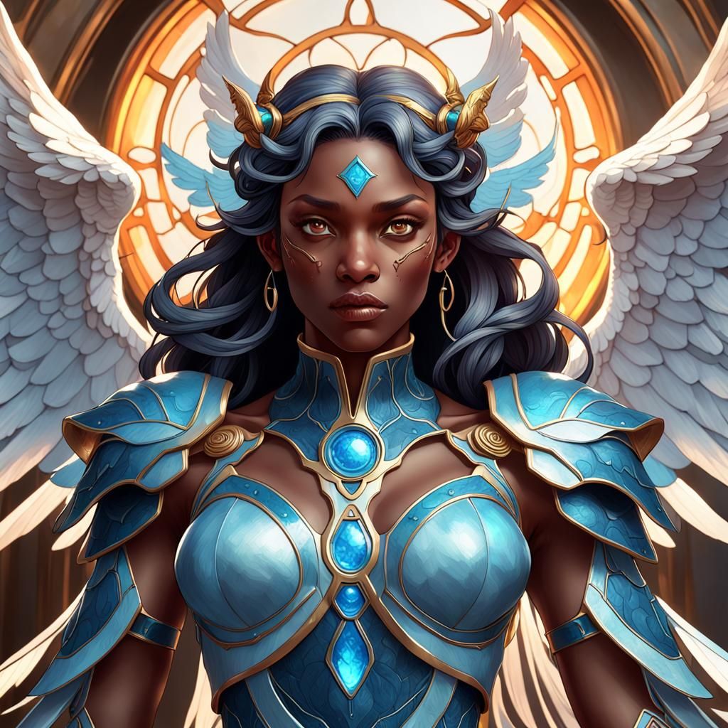 Angelic Seraphim Oni Portrait in Hyperdetailed Style