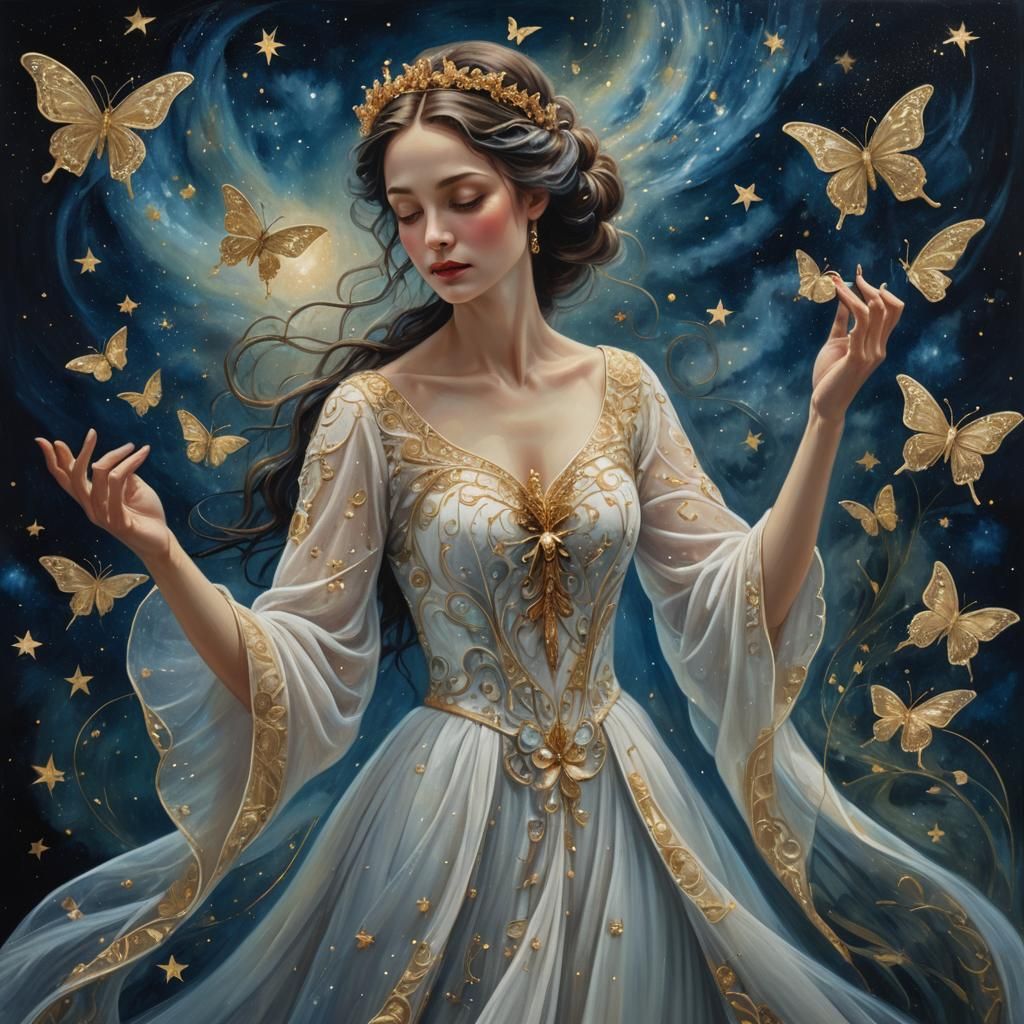 Woman and Butterfly in Dreamy Surrealism