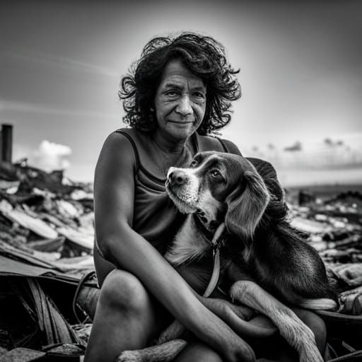 Brazilian Woman and Dog in Rio, Documentary Style