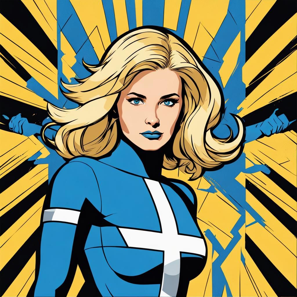 Sue Storm in Fantastic Four Suit, Pop Art Style