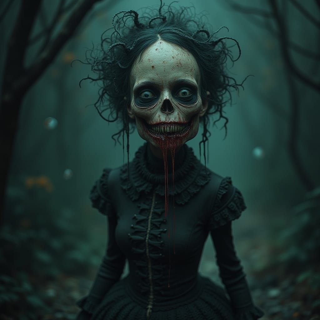 Distorted, Grotesque Figure in Dark, Eerie Atmosphere, with ...