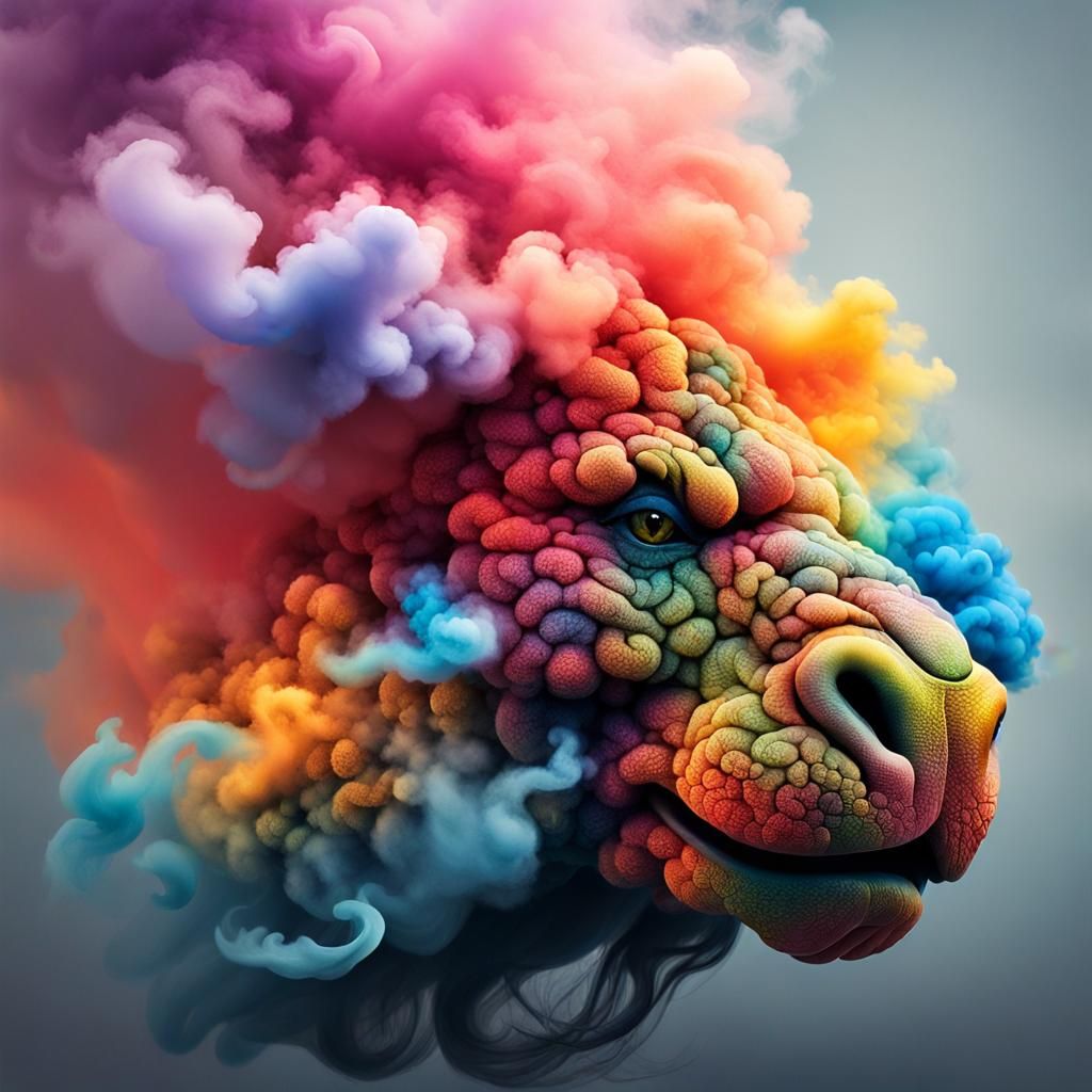 Mythical Smoke Creature in Watercolor Style