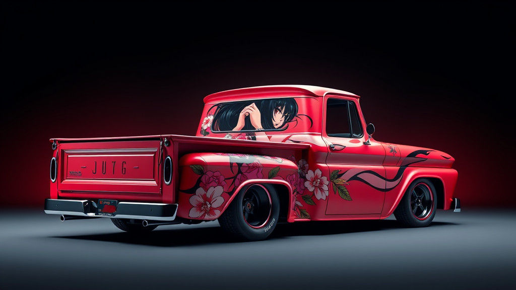 Custom 1960s Hot Rod with Anime-Inspired Design