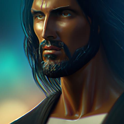 Black Jesus Portrait in Art Nouveau Style