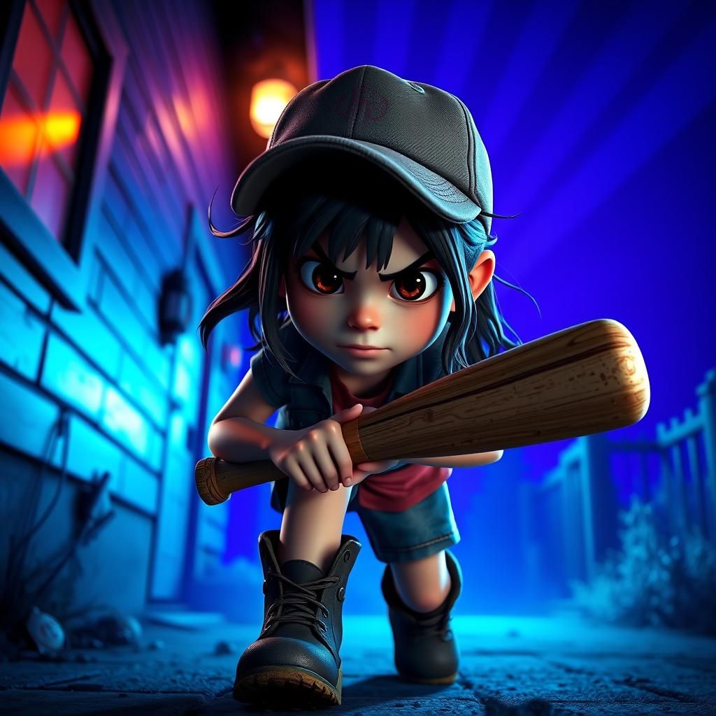 Young Girl on a Nightly Adventure in 3D