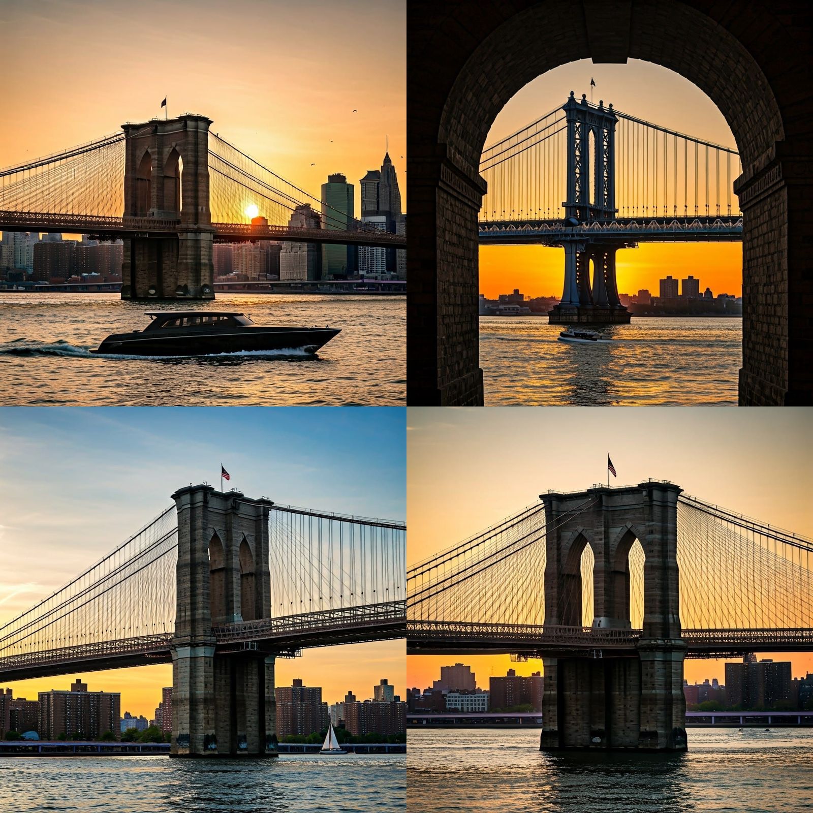 Brooklyn Bridge Sunset Through Manhattan Bridge
