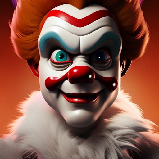 Retro Cartoon Clown Boy Portrait in Digital Painting