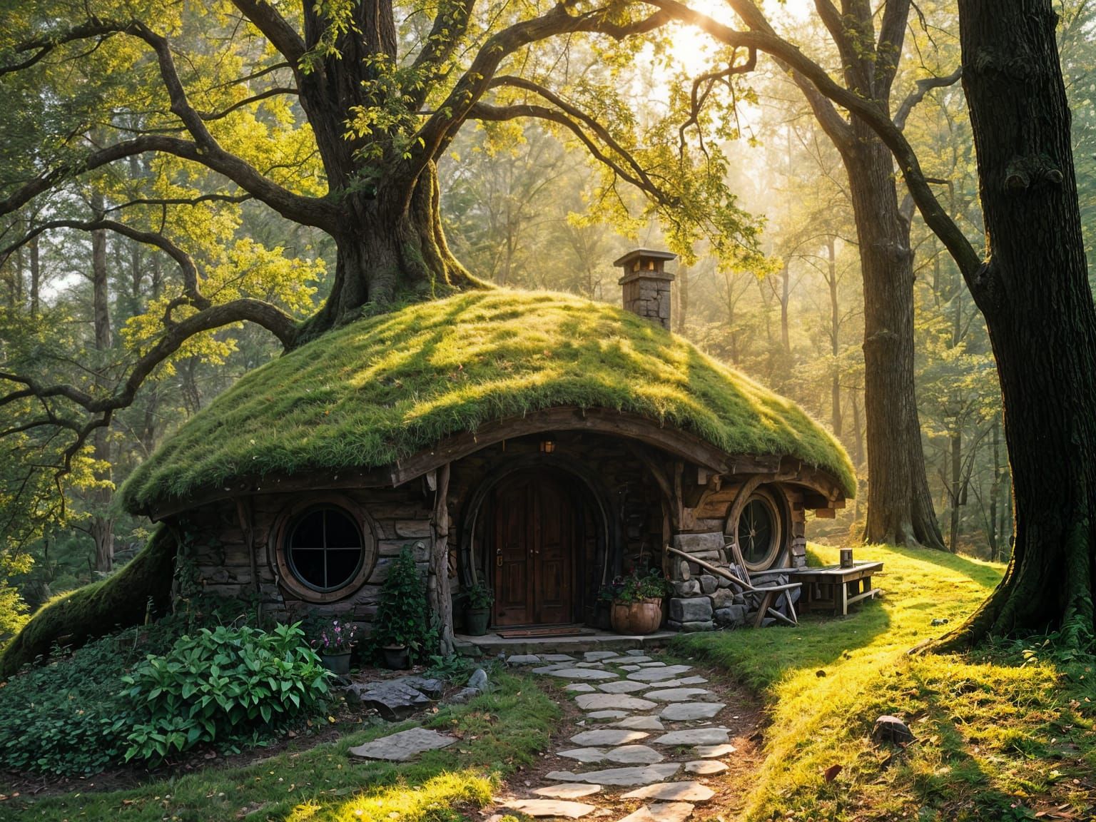 Cozy Hobbit House in the Woods