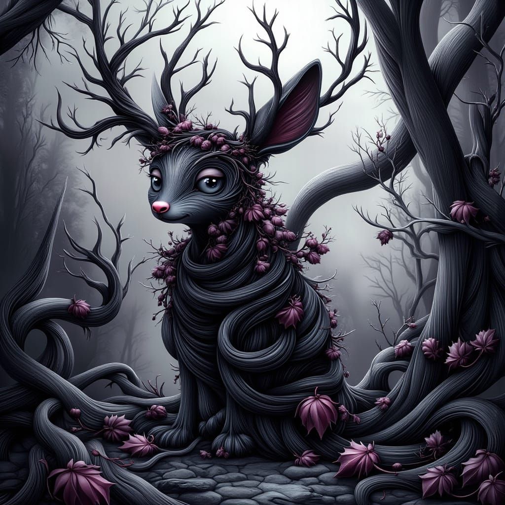 <lora:Gothic:1.0>  A cracked forest animal, similar to Igor ...