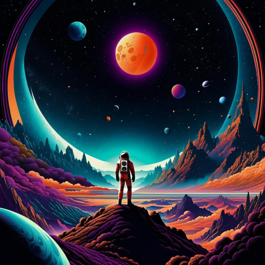 Retro Space Digital Illustration: Space Oddity