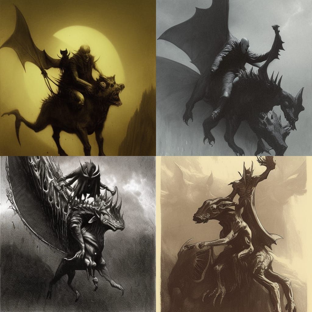 Nosferatu Rides a Giant Hog Monster