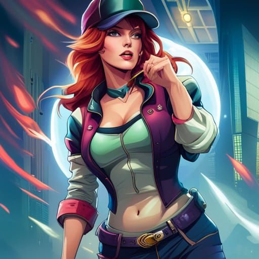 Cyberpunk Female Portrait in Graffiti Art Style